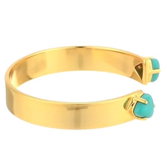 jules smith // turquoise and gold cuff bracelet - Picture 3 of 6